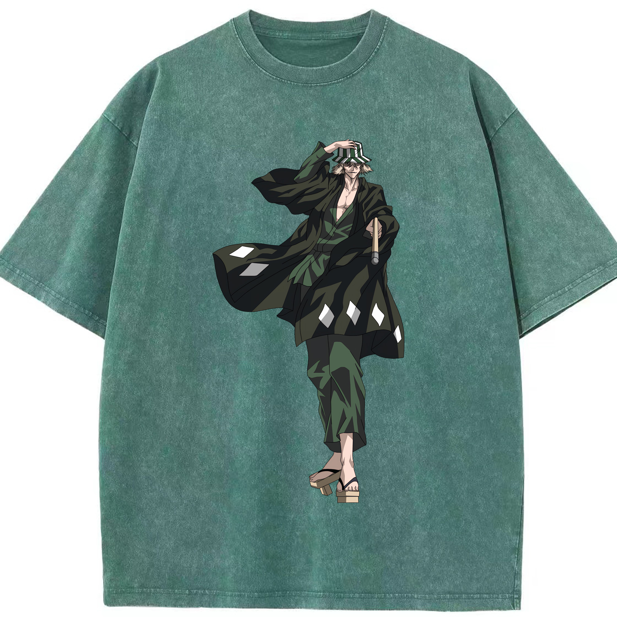 （画像用） "ブリーチ 浦原 喜助（うらはら きすけ） BLEACH Urahara Kisuke " 綿100% ヴィンテージ風 半袖Tシャツ（フロントプリント）